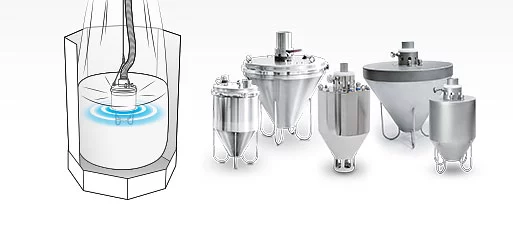 Vibrating suction heads for Oktomat® octabin and big bag discharging stations