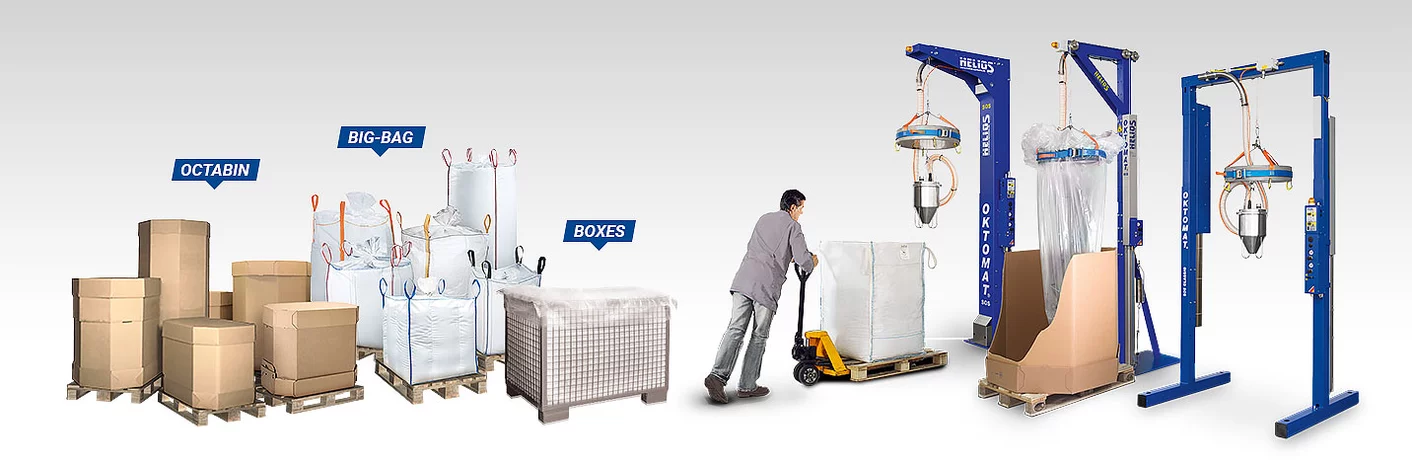 Oktomat® discharging stations for emptying bulk material from big bag and octabin